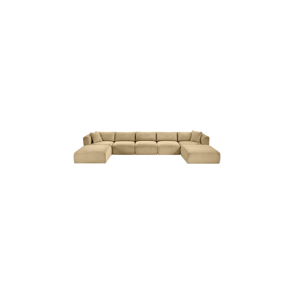 Shaggy Camel Corduroy Performance Fabric Modular Sectional