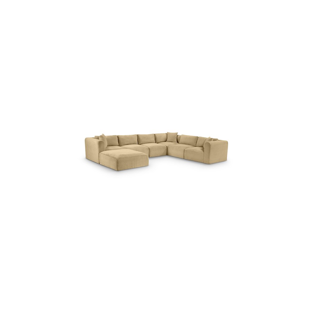 Shaggy Camel Corduroy Performance Fabric Modular Sectional