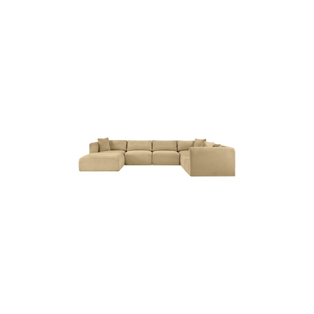 Shaggy Camel Corduroy Performance Fabric Modular Sectional