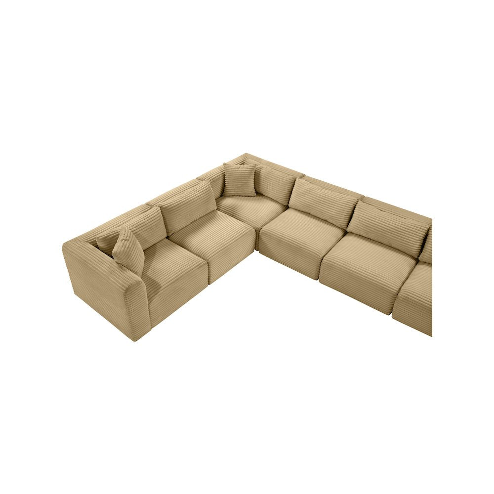 Shaggy Camel Corduroy Performance Fabric Modular Sectional
