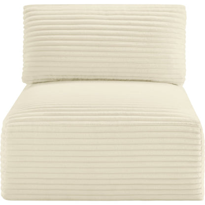 Shaggy Cream Corduroy Performance Fabric Armless Chair