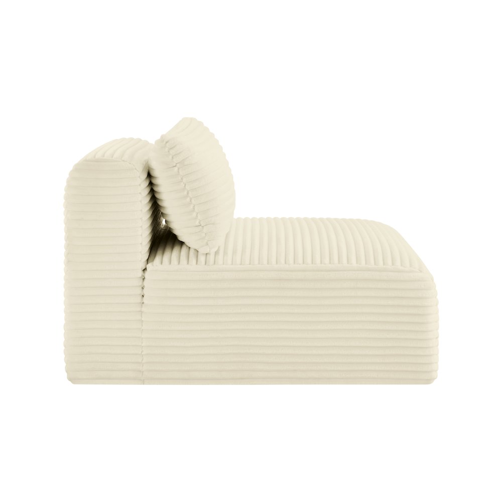Shaggy Cream Corduroy Performance Fabric Armless Chair