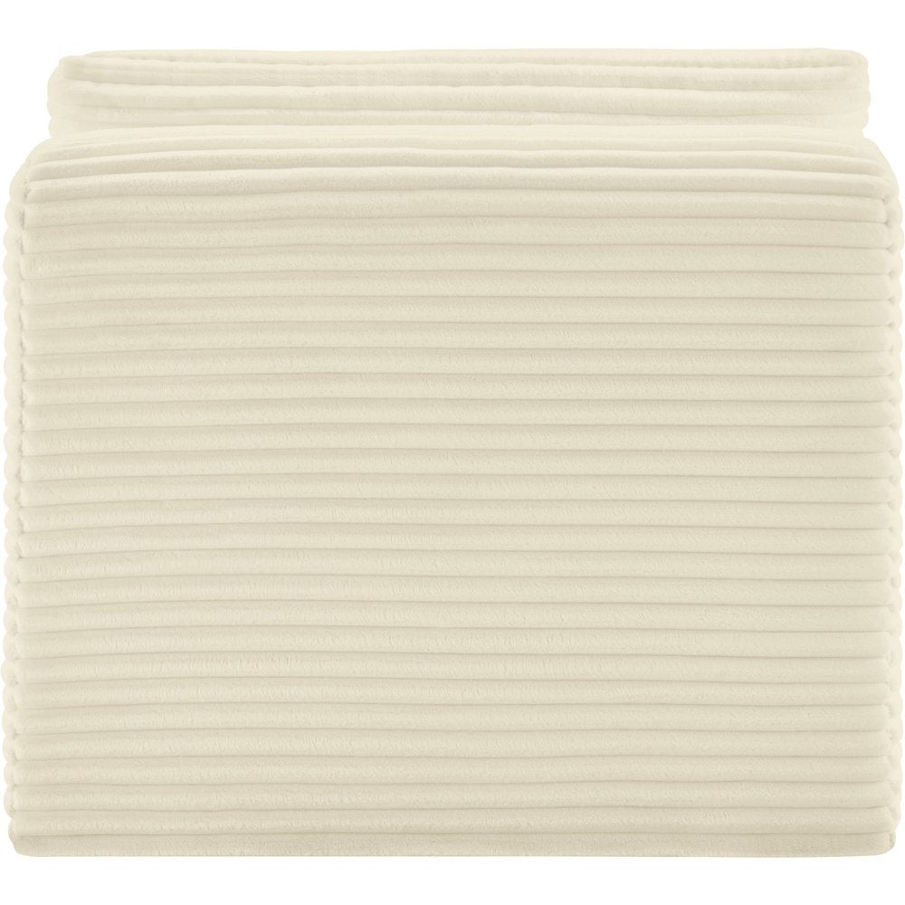Shaggy Cream Corduroy Performance Fabric Armless Chair
