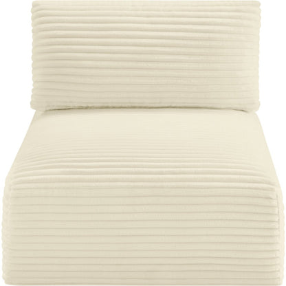 Shaggy Cream Corduroy Performance Fabric Armless Chair