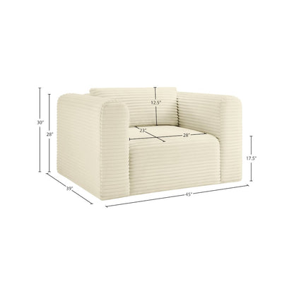 Shaggy Cream Corduroy Performance Fabric Arm Chair