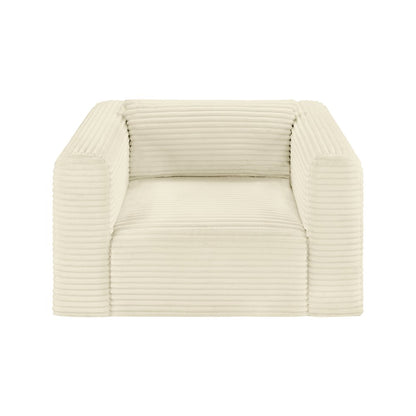 Shaggy Cream Corduroy Performance Fabric Arm Chair