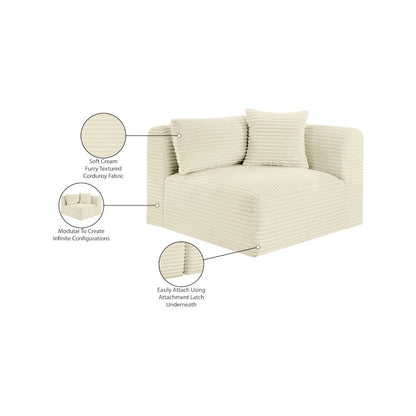 Shaggy Cream Corduroy Performance Fabric Corner Chair