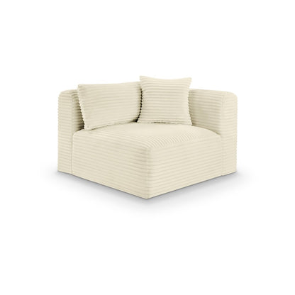 Shaggy Cream Corduroy Performance Fabric Corner Chair
