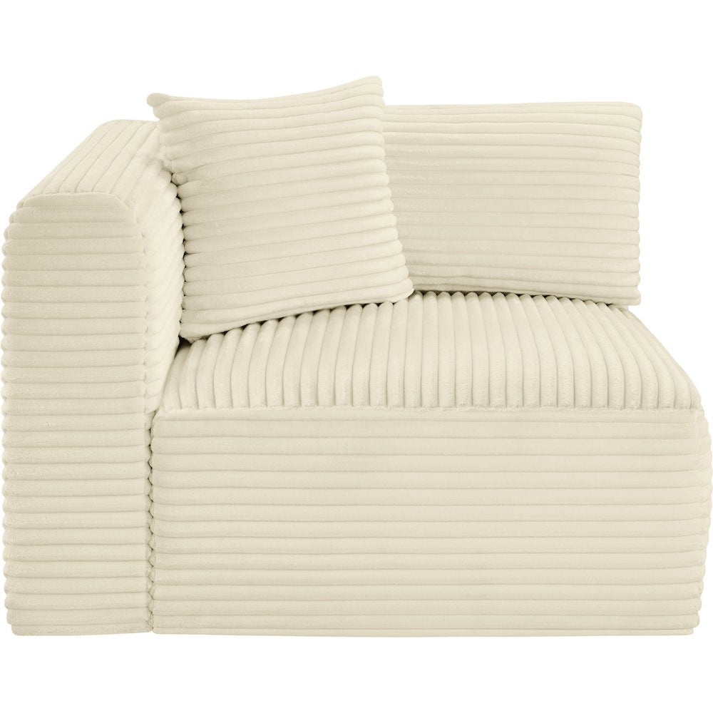 Shaggy Cream Corduroy Performance Fabric Corner Chair