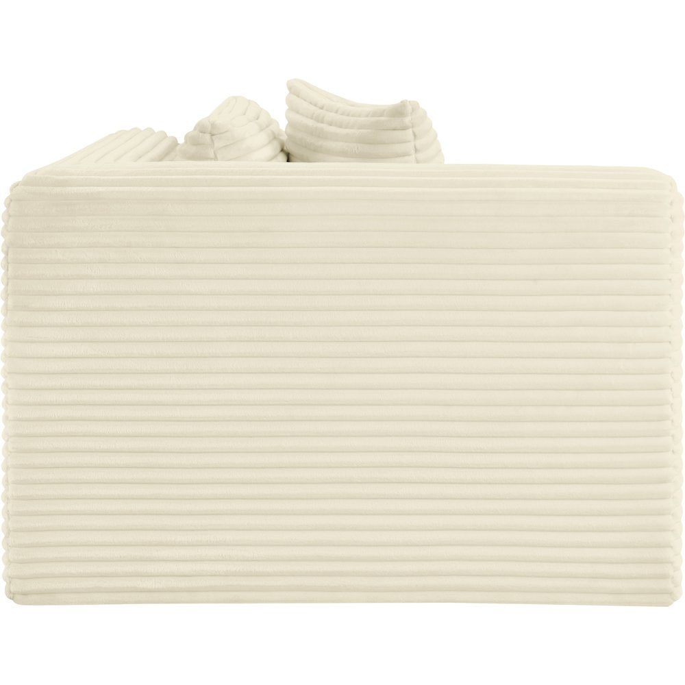 Shaggy Cream Corduroy Performance Fabric Corner Chair