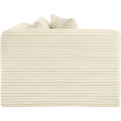Shaggy Cream Corduroy Performance Fabric Corner Chair