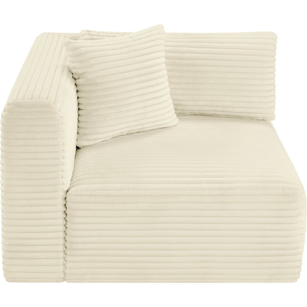 Shaggy Cream Corduroy Performance Fabric Corner Chair
