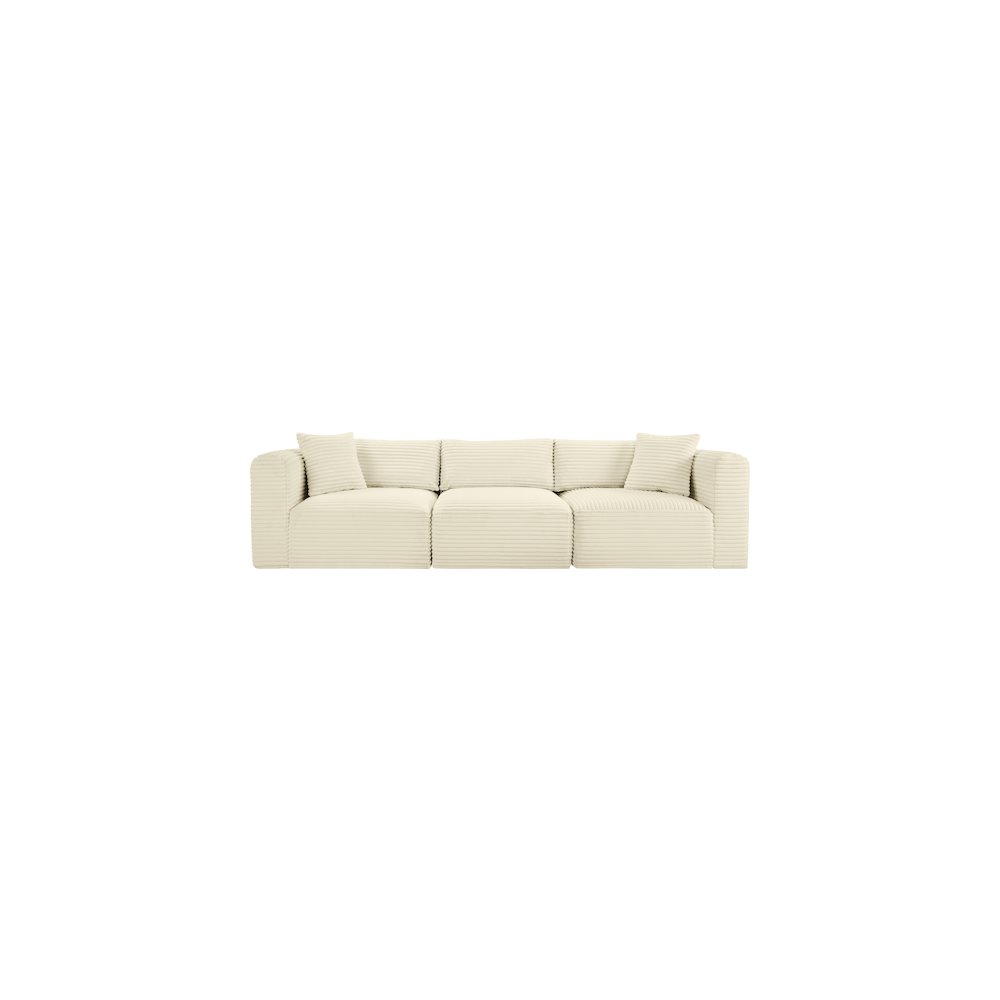 Shaggy Cream Corduroy Performance Fabric Modular Sofa