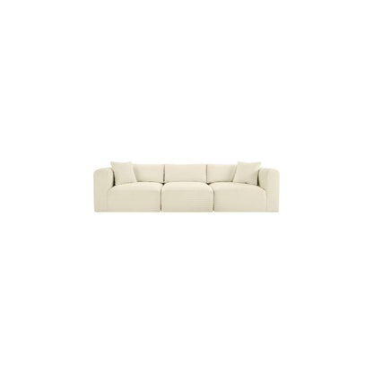 Shaggy Cream Corduroy Performance Fabric Modular Sofa
