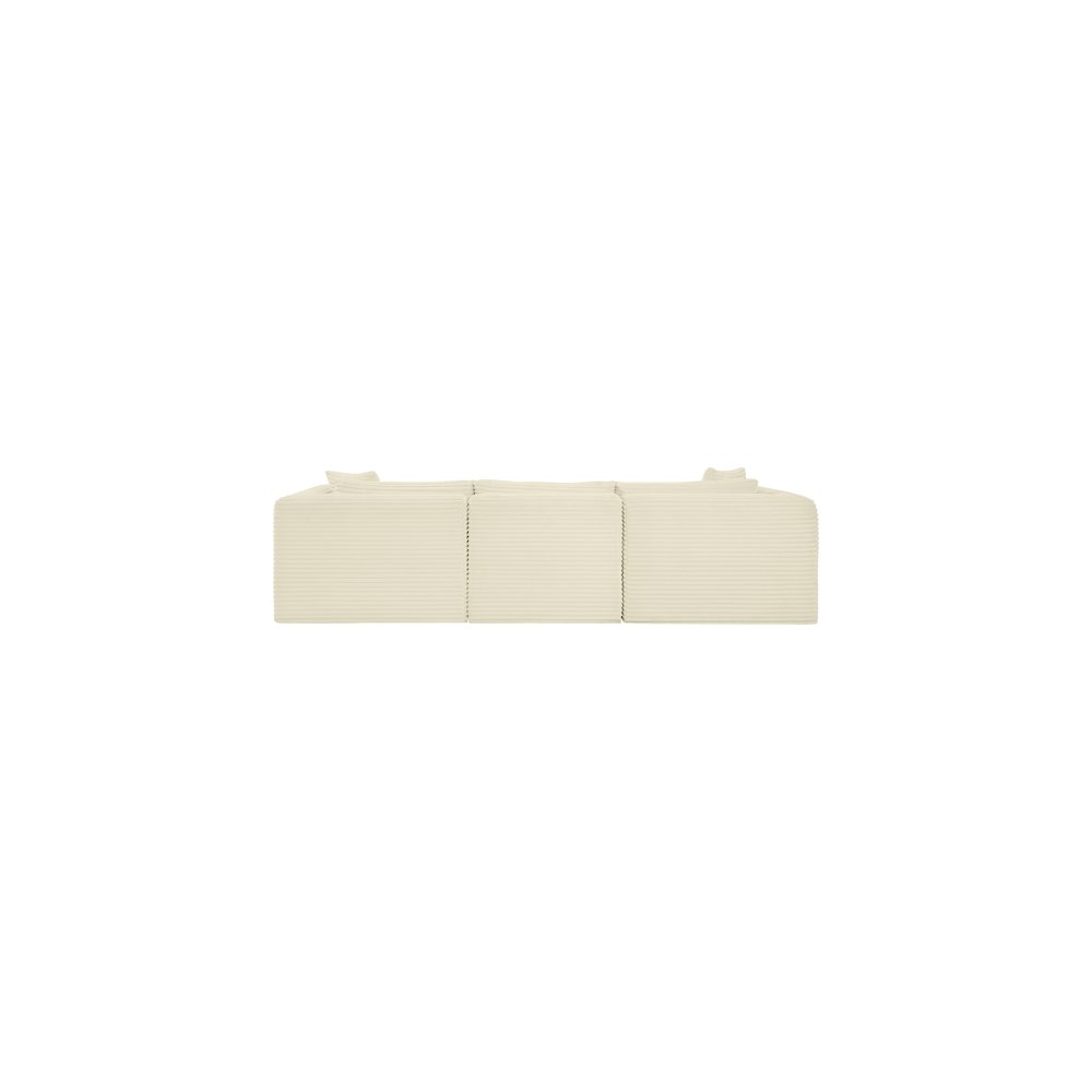 Shaggy Cream Corduroy Performance Fabric Modular Sofa