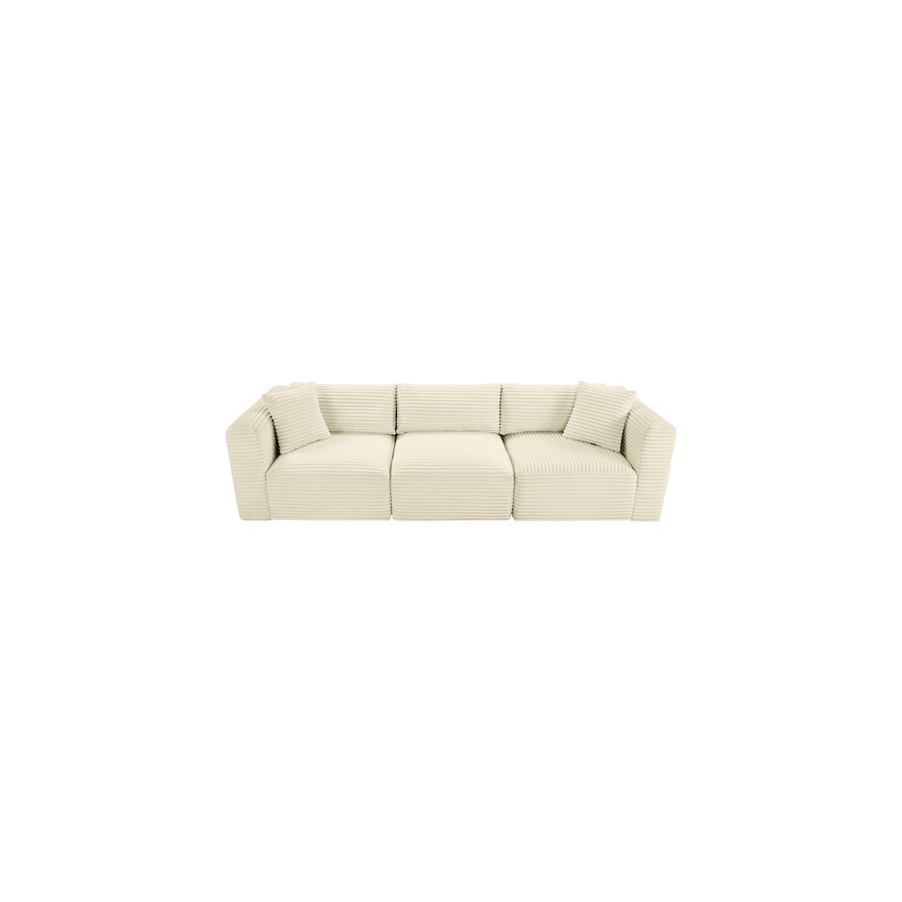 Shaggy Cream Corduroy Performance Fabric Modular Sofa