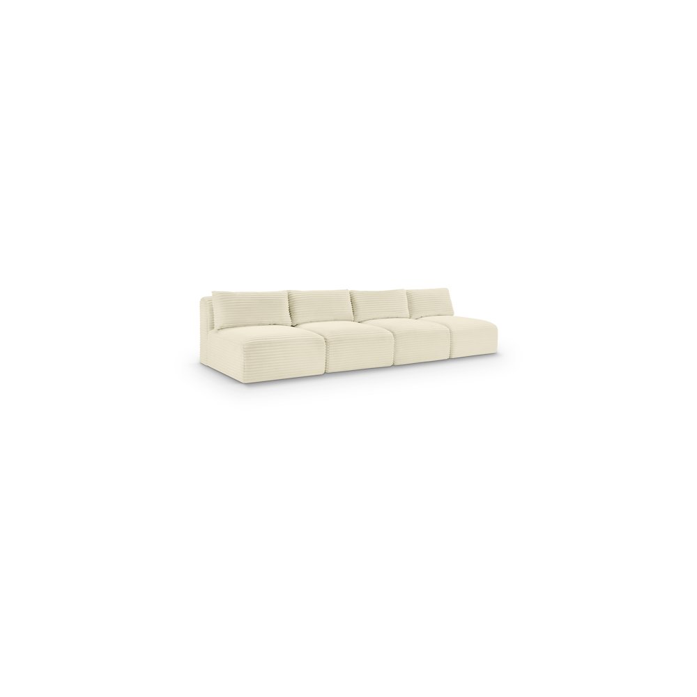 Shaggy Cream Corduroy Performance Fabric Modular Sofa
