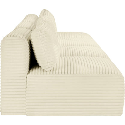 Shaggy Cream Corduroy Performance Fabric Modular Sofa
