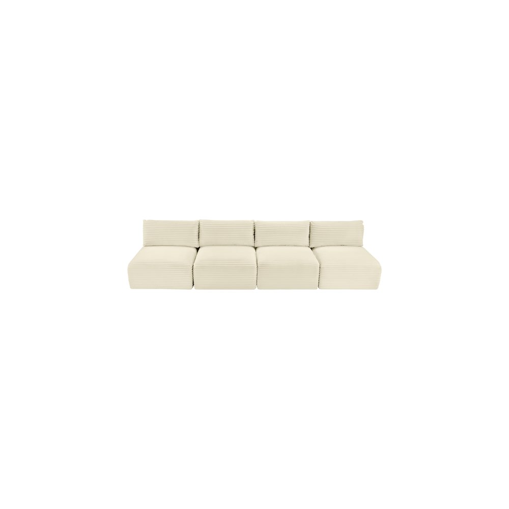 Shaggy Cream Corduroy Performance Fabric Modular Sofa