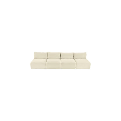 Shaggy Cream Corduroy Performance Fabric Modular Sofa