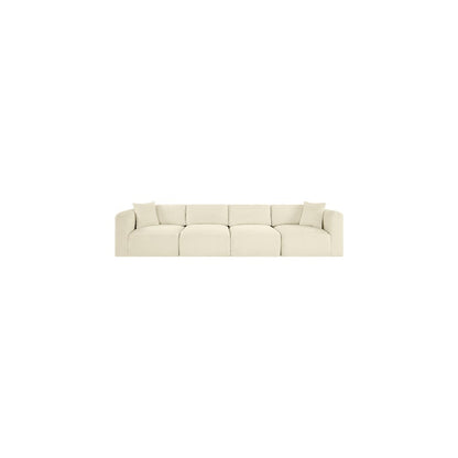 Shaggy Cream Corduroy Performance Fabric Modular Sofa