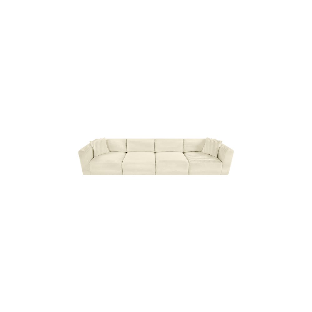 Shaggy Cream Corduroy Performance Fabric Modular Sofa