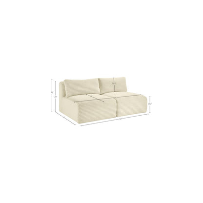 Shaggy Cream Corduroy Performance Fabric Modular Sofa