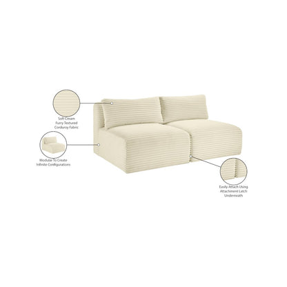 Shaggy Cream Corduroy Performance Fabric Modular Sofa