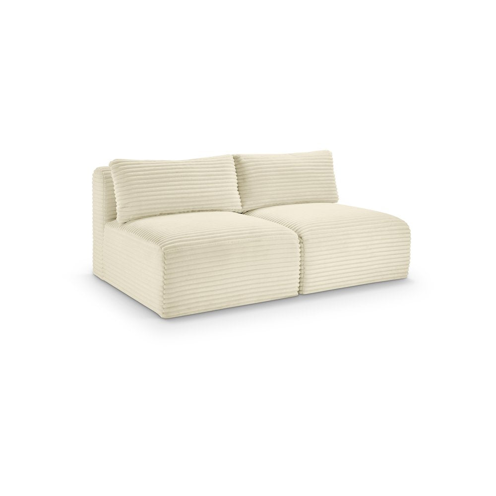 Shaggy Cream Corduroy Performance Fabric Modular Sofa