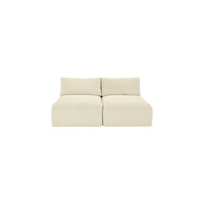 Shaggy Cream Corduroy Performance Fabric Modular Sofa