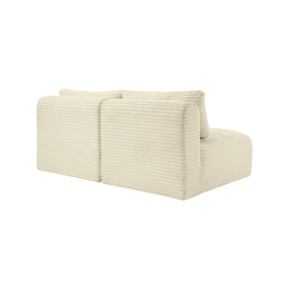Shaggy Cream Corduroy Performance Fabric Modular Sofa
