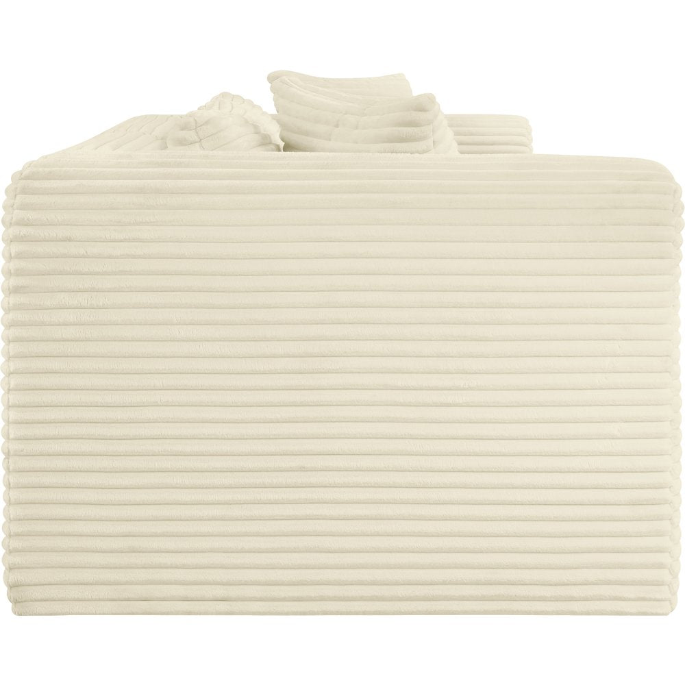 Shaggy Cream Corduroy Performance Fabric Modular Sofa