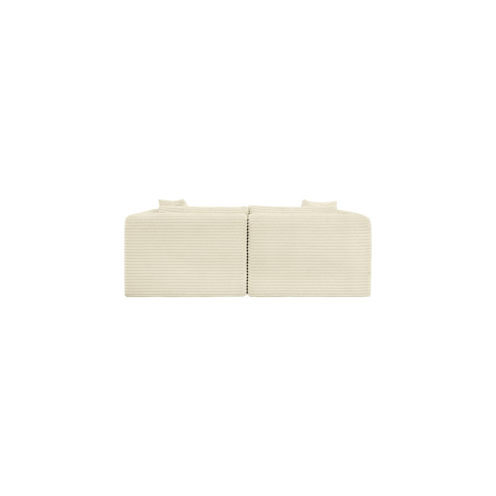 Shaggy Cream Corduroy Performance Fabric Modular Sofa