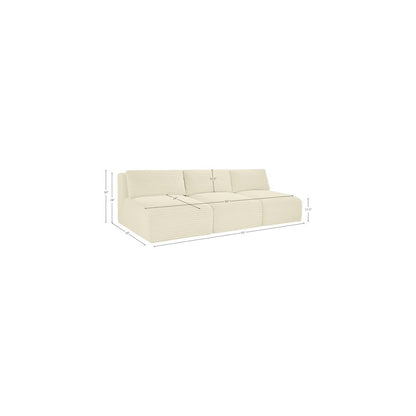 Shaggy Cream Corduroy Performance Fabric Modular Sofa