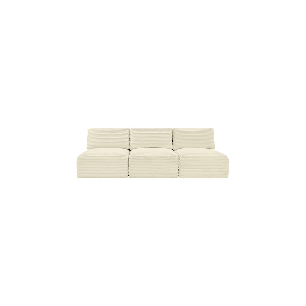 Shaggy Cream Corduroy Performance Fabric Modular Sofa