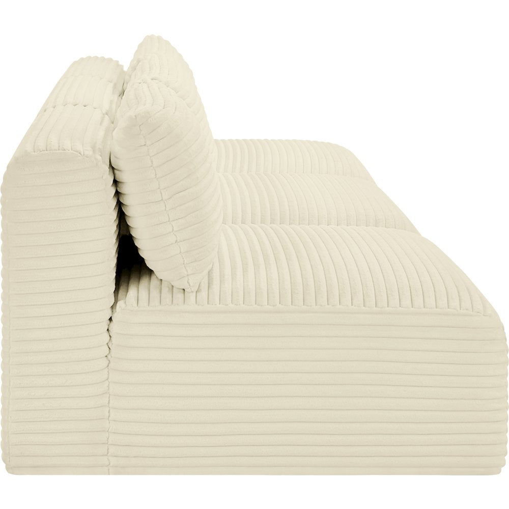Shaggy Cream Corduroy Performance Fabric Modular Sofa