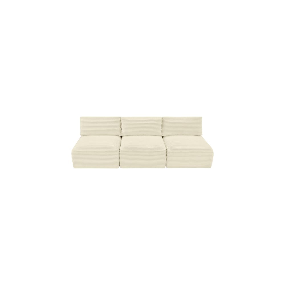Shaggy Cream Corduroy Performance Fabric Modular Sofa