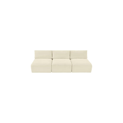 Shaggy Cream Corduroy Performance Fabric Modular Sofa