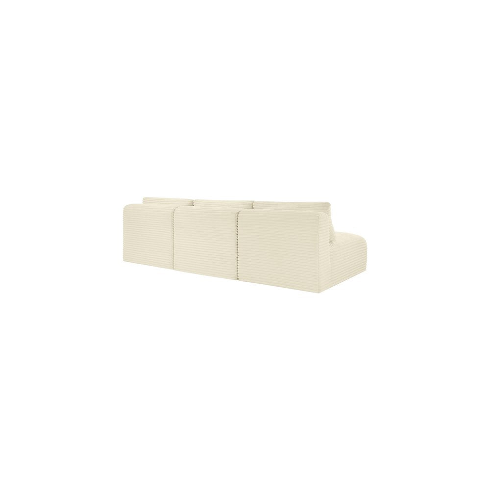 Shaggy Cream Corduroy Performance Fabric Modular Sofa