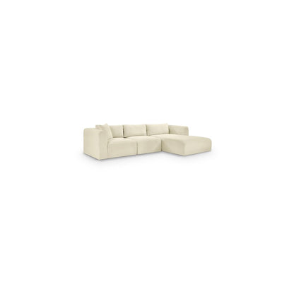 Shaggy Cream Corduroy Performance Fabric Modular Sectional