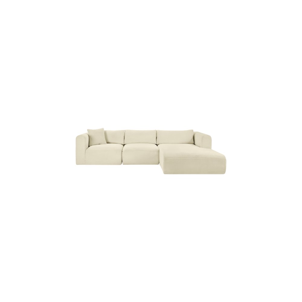 Shaggy Cream Corduroy Performance Fabric Modular Sectional