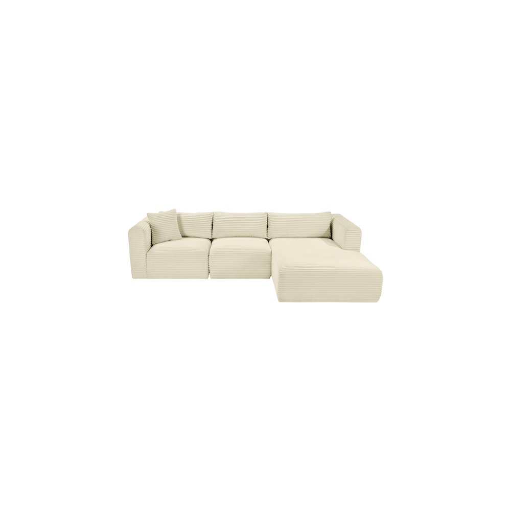 Shaggy Cream Corduroy Performance Fabric Modular Sectional