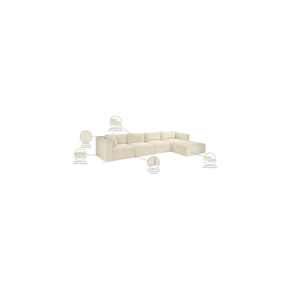 Shaggy Cream Corduroy Performance Fabric Modular Sectional