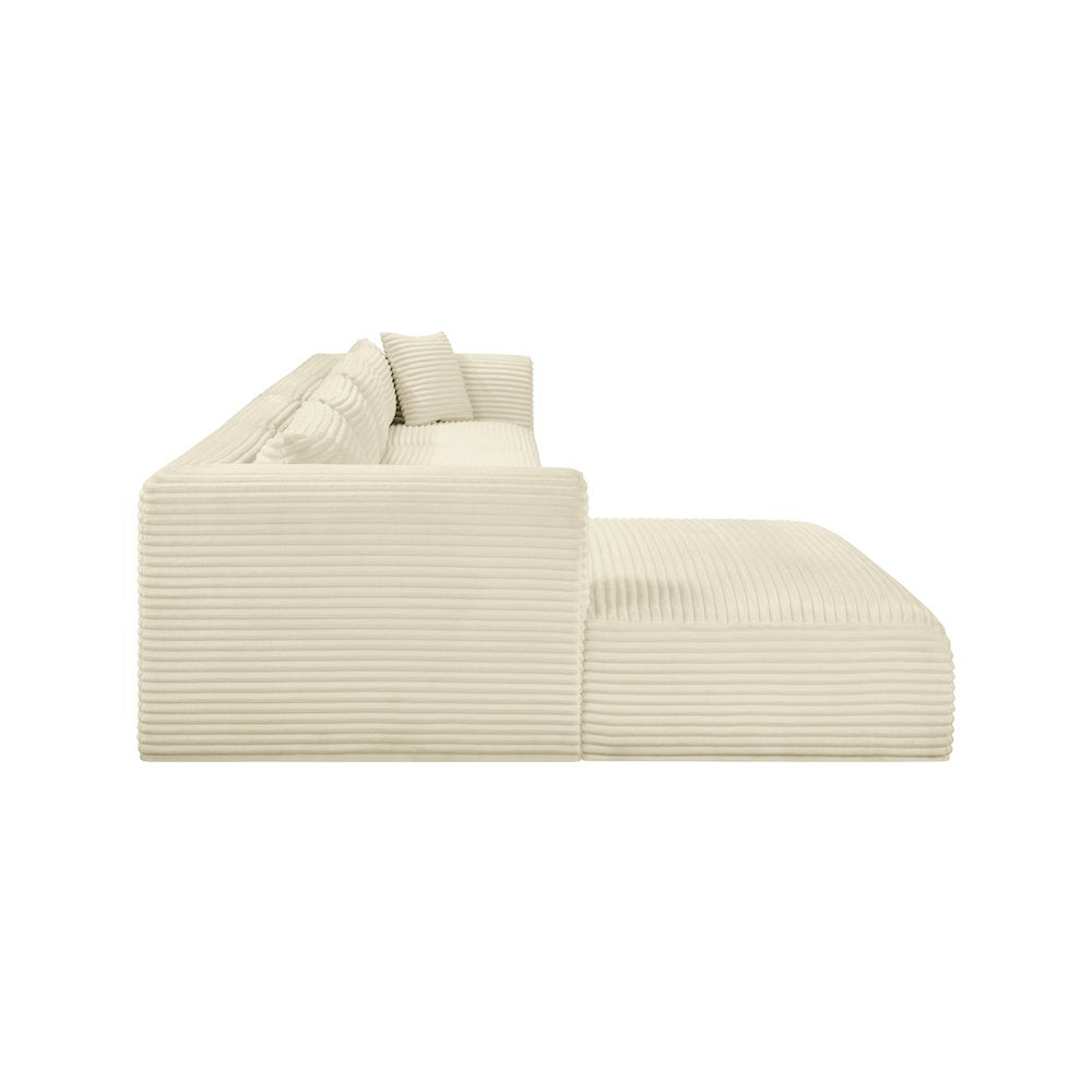 Shaggy Cream Corduroy Performance Fabric Modular Sectional