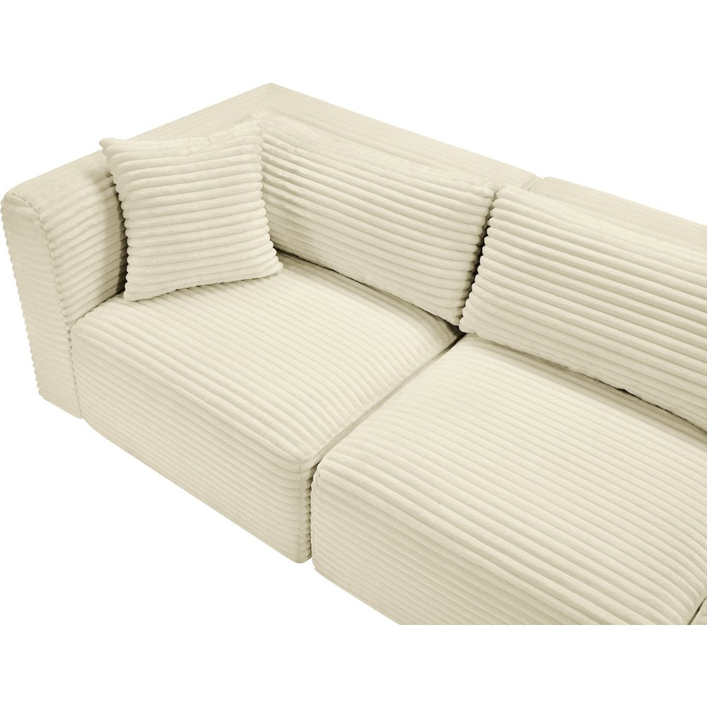 Shaggy Cream Corduroy Performance Fabric Modular Sectional