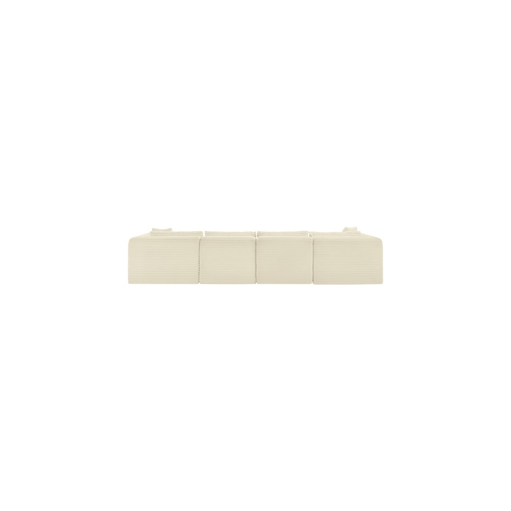Shaggy Cream Corduroy Performance Fabric Modular Sectional