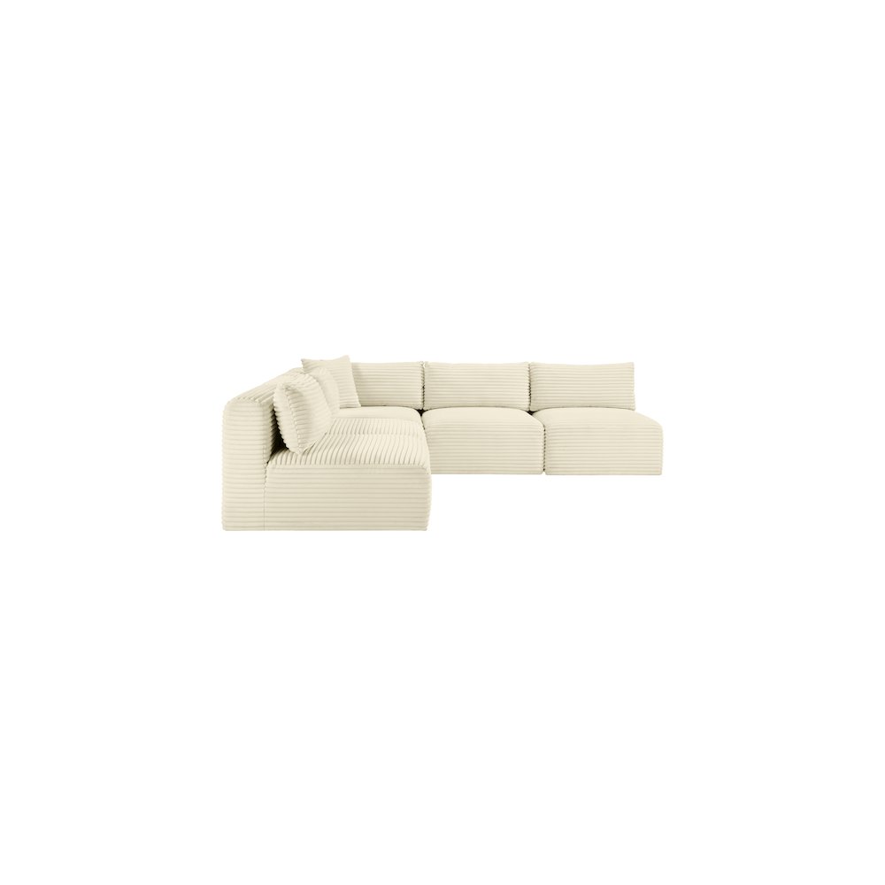 Shaggy Cream Corduroy Performance Fabric Modular Sectional