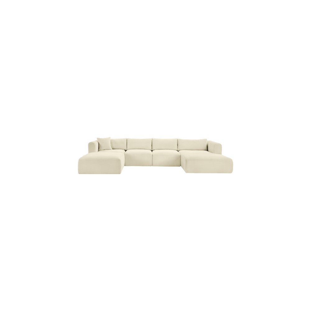 Shaggy Cream Corduroy Performance Fabric Modular Sectional