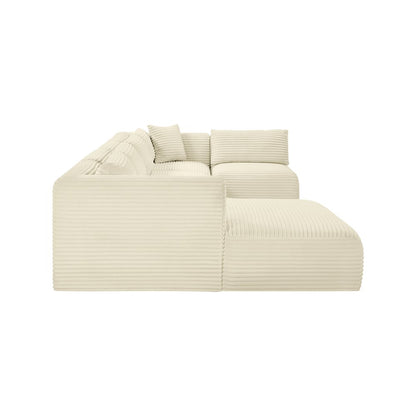 Shaggy Cream Corduroy Performance Fabric Modular Sectional