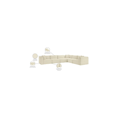 Shaggy Cream Corduroy Performance Fabric Modular Sectional